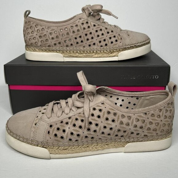 Vince Camuto Shoes Womens Size 8.5 Tipsy Taupe Theera Perforated Espadrille - Picture 1 of 8